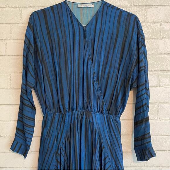 Stella & Rose Blue Black Boho Striped Modest Lightweight Dress sz Small NWOT - Picture 5 of 16